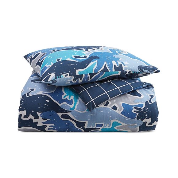 Charter Club Kids Dino Camo 3-Piece Cotton Comforter Set Blue Multi Full / Queen - Picture 10 of 12